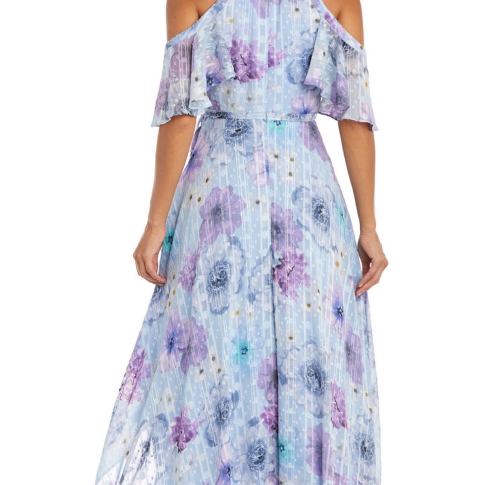 Night Way Collections Blue and Purple Floral Cold shoulder Dress